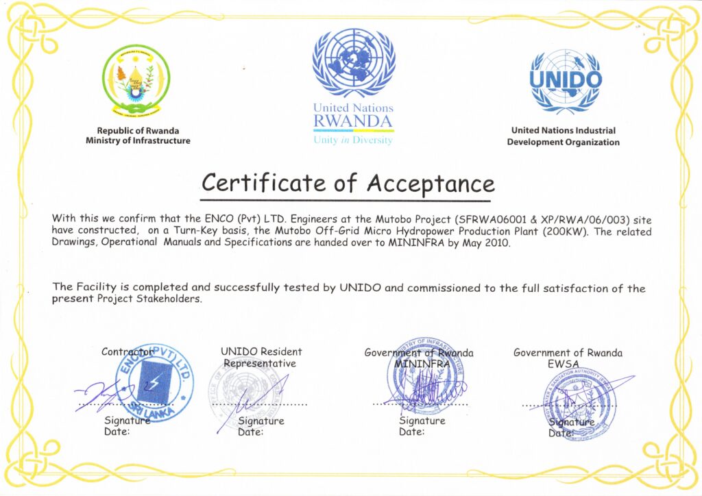 Certificates - International Hydro power Projects Hpi.lk