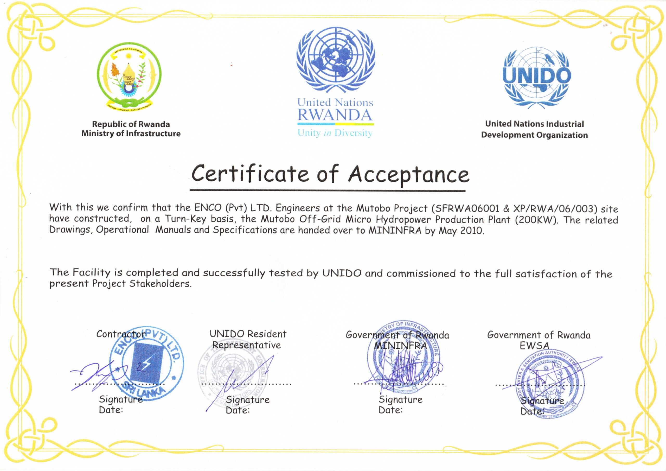 Certificates - International Hydro power Projects Hpi.lk