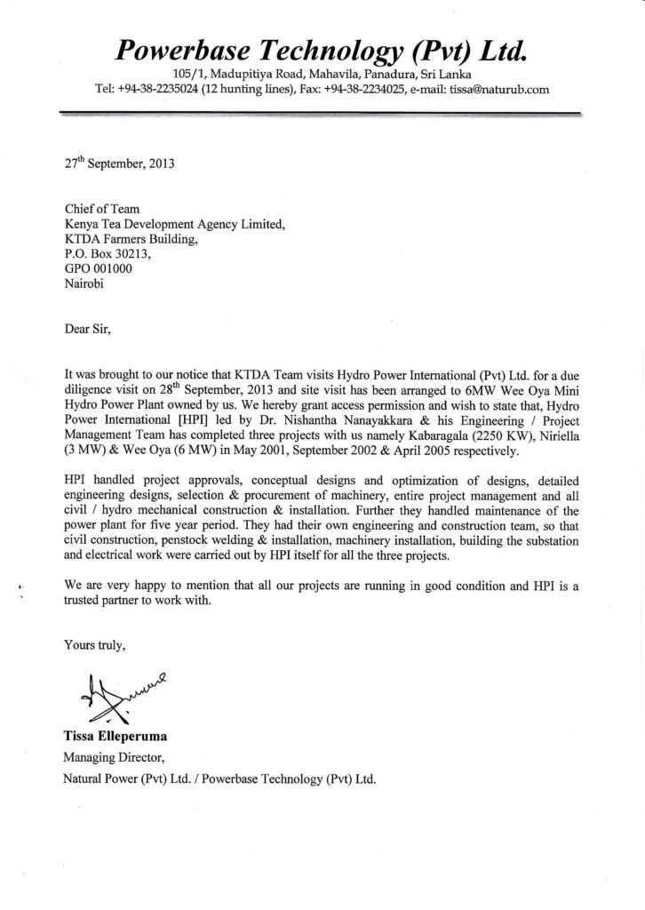 Certificates - Sri Lanka Hydro power Projects Hpi.lk