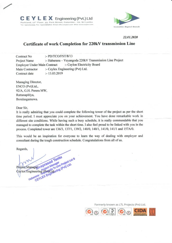 Certificates - Sri Lanka Hydro power Projects Hpi.lk